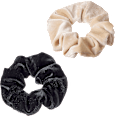 Scrunchies Samt-Optik schwarz, beige ebelin