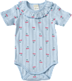 Body Kurzarm mit Kirschen-Muster, blau, Gr. 86/92 ALANA