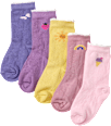 Socken mit Motiven, rosa + lila + gelb, Gr. 19/22 PUSBLU