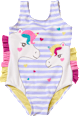 Badeanzug mit Einhorn-Motiv & Rüschen, lila, Gr. 98/104 PUSBLU