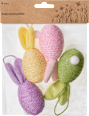 Kunststoffeier mit Kordel, Hasenohren & Puschel, pastell Dekorieren & Einrichten