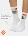 Crew Socken mit Regenbogen-Motiv weiß Gr. 39-42 nur die