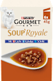 Nassfutter Katze mit Lachs & Kabeljau oder Scholle, Soup Royale, Multipack (6x45 g) Purina Gourmet