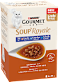 Nassfutter Katze mit Lachs & Kabeljau oder Scholle, Soup Royale, Multipack (6x45 g) Purina Gourmet