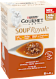 Nassfutter Katze mit Huhn, Rind & Truthahn, Soup Royale, Multipack (6x45 g) Purina Gourmet