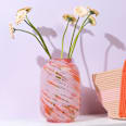 Vase aus Glas, gesprenkelt orange/rosa (25x19x19 cm) dm home
