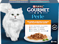 Nassfutter Katze, Truthahn, Ente, Lamm, Thunfisch, Perle - erlesene Streifen in Sauce, Multipack (8x85  g) Purina Gourmet