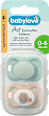 Schnuller Air Silikon symmetrisch, mint/beige & blau/petrol, Gr. 1, 0-6 Monate babylove