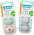 Schnuller Air Silikon symmetrisch, mint/beige & blau/petrol, Gr. 1, 0-6 Monate babylove