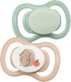 Schnuller Air Silikon symmetrisch, mint/beige & blau/petrol, Gr. 1, 0-6 Monate babylove