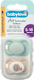Schnuller Air Silikon symmetrisch, mint/beige & blau/petrol, Gr. 2, 5-18 Monate  babylove