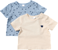 T-Shirts mit Herz-Muster & 3D-Herz-Print, beige + blau, Gr. 74 ALANA