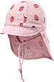 Schirmmütze aus Musselin mit Nackenschutz & Erdbeer-Muster, rosa, Gr. 48/49 ALANA