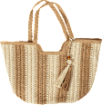 Strohtasche mit Quasten beige PURSET
