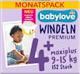 Plienky Premium - veľ. 4+ maxiplus (9-15 kg) Monats Pack babylove