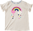 T-Shirt mit Regenbogen-Applikation, blau + weiß, Gr. 134 ALANA