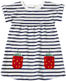 Kleid mit Streifen & Erdbeer-Taschen, blau + weiß, Gr. 110 ALANA