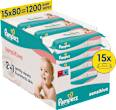 Feuchttücher sensitive (15x80 St), Vorteilspack Pampers