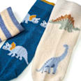 Socken mit Dino-Motiv, beige + blau, Gr. 23/26 ALANA