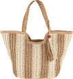 Strohtasche mit Quasten beige PURSET