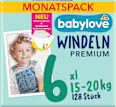 Plienky Premium, veľ. 6 xl, 15-20 kg,  Monats Pack babylove