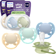 Schnuller ultra soft Silikon, beige/mint + grün/blau, 0-6 Monate PHILIPS AVENT