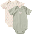 Bodys Kurzarm mit Herz-Muster, grün + weiß, Gr. 86/92 ALANA