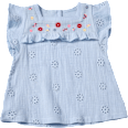 Bluse aus Musselin mit Blumen-Stickerei, blau, Gr. 128 ALANA
