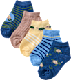 Sneaker Socken mit Schildkröten-Motiv, braun + blau + gelb, Gr. 19/22 PUSBLU