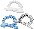Scrunchies mit Schleifen, weiß/blau/grau ebelin