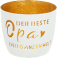 Metallkerzenhalter mit Spruchausstanzung "Opa", weiß-gold Dekorieren & Einrichten