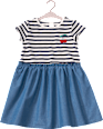 Kleid mit Streifen-Muster & Kirsch-Applikation, blau & rot, Gr. 134 ALANA