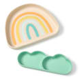 Teller Silikon mit Trennschale Regenbogen mint/creme babylove