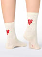 Crew Socken mit Herz-Motiv weiß Gr. 39-42 nur die