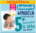 Windeln Premium Gr. 5+ junior+ (11-18 kg), Monatspack babylove
