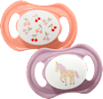 Schnuller Silikon symmetrisch, lila/rosa, Gr. 1, 0-6 Monate babylove