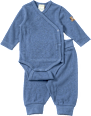 Set mit Wickelbody und Hose mit Hund-Applikation, blau, Gr. 50/56 ALANA