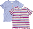 T-Shirts mit Ringel-Muster & Blumen-Stickerei, lila + rosa, Gr. 110 ALANA