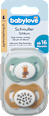 Schnuller Silikon symmetrisch, ocker/mint, ab 16 Monaten  babylove