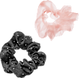 Scrunchies Tüll & Satinoptik rosa, schwarz ebelin