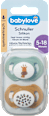 Schnuller Silikon symmetrisch, ocker/mint, 5-18 Monate babylove