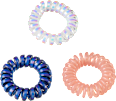 Spiralhaargummis holografisch, weiß/apricot/blau ebelin