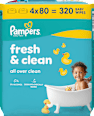 Vlhčené utierky Fresh clean - 4 x 80 Pampers