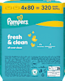 Vlhčené utierky Fresh clean - 4 x 80 Pampers