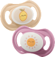 Schnuller Naturlatex, symmetrisch, beige/lila, Gr. 2, 5-18 Monate babylove