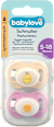 Schnuller Naturlatex, symmetrisch, beige/lila, Gr. 2, 5-18 Monate babylove