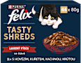 Tasty Shreds kapsičky pro kočky hovězí, kuře, kachna, krůta ve šťávě 44x80g Felix