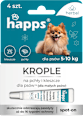 Krople na pchły i kleszcze dla małych psów 5 - 10kg, (4x1 ml) happs