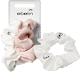 Scrunchies bestickt, weiß/rosa ebelin