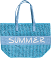 Velika torba za na plažo z napisom Summer v modri barvi Camomilla